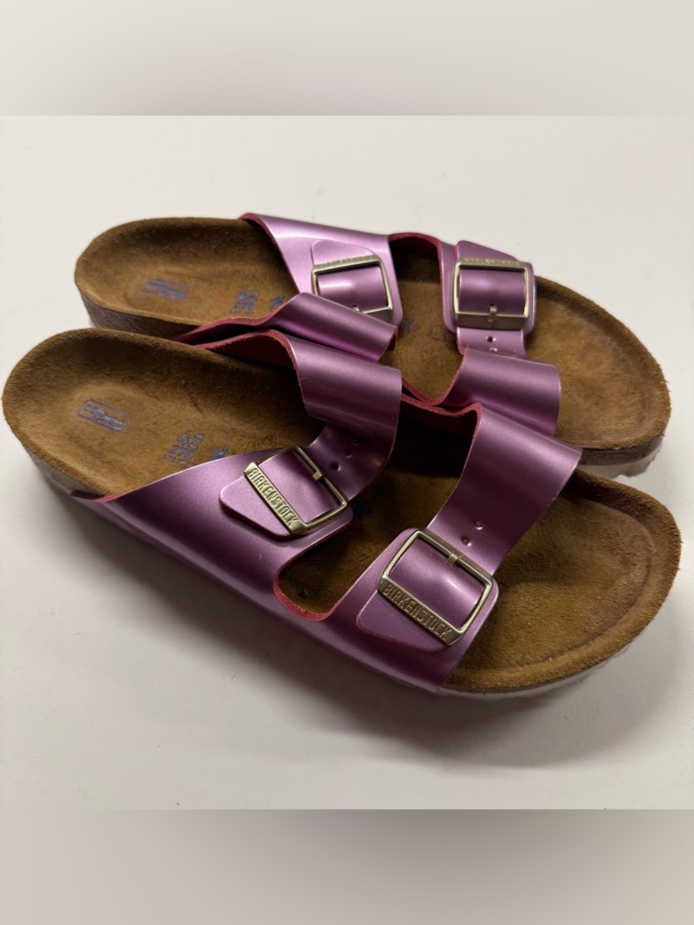 Birkenstock Women's Arizona Sandals Toe Strap Metallic Pink Size 42 - Women 11